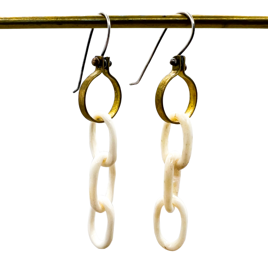 Large SS and Brass Stirrup Earrings store