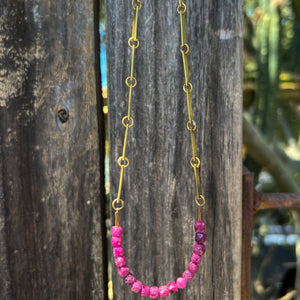 Bar Chain Layering Necklace - Ruby