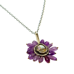 Flora Bloom Stone Necklace - Abalone + Amethyst