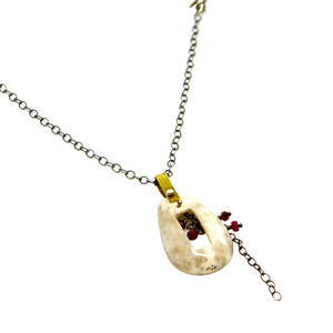 Formed Oval Antler Pendant Necklace - Ruby