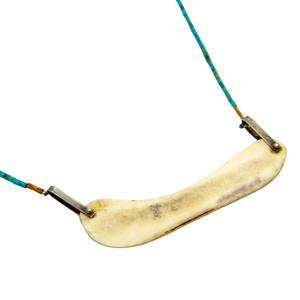 Sliced Antler + Micro Stone Chain Necklace - Turquoise