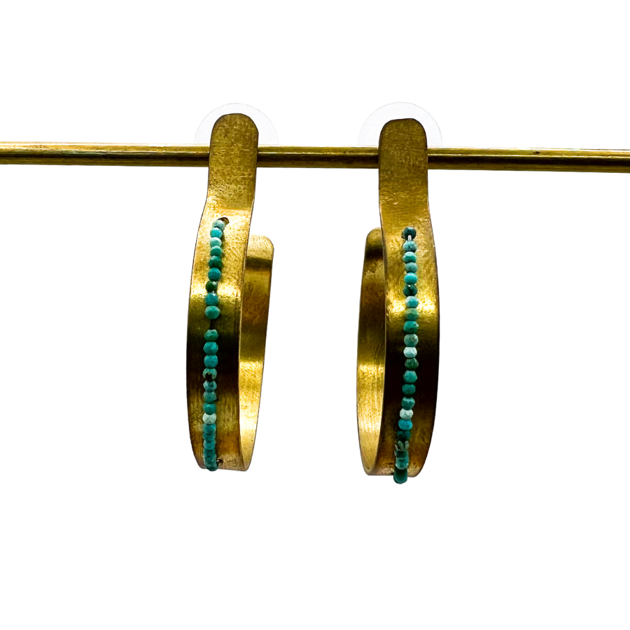 Post Hoop Earrings - Turquoise