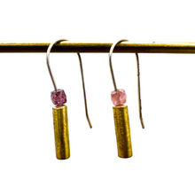 Load image into Gallery viewer, Bar Drop Earrings - Pink Tourmaline
