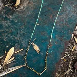 Bar Chain Micro Stone Necklace - Chrysoprase