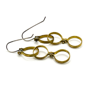 Stirrup Hinge Chain Earrings - Labradorite