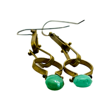 Load image into Gallery viewer, Link Chain Earrings- Chrysoprase
