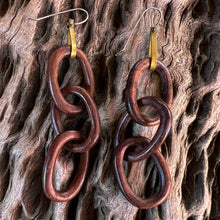 Load image into Gallery viewer, Carved Rosewood Link Earrings
