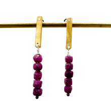Load image into Gallery viewer, Short Bar Earrings - Ruby
