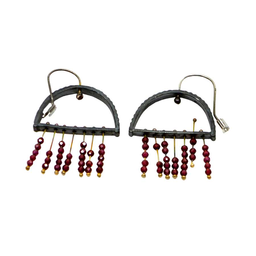 Arch Stone Drop Earrings  - Garnet