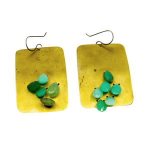 Stone Plate Earrings - Chrysoprase