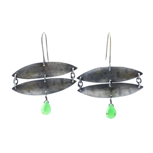 Wide Leaf Drop Earrings - Chrysoprase