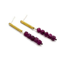 Load image into Gallery viewer, Short Bar Earrings - Ruby
