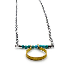Load image into Gallery viewer, Round Link Pendant Necklace - Turquoise
