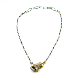 Carved Antler Link + Gold Connection Necklace - 18K Gold