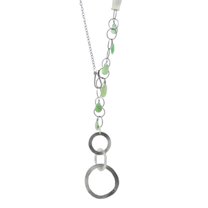 Tiered Hammered Hoop + Stone Necklace - Chalcedony