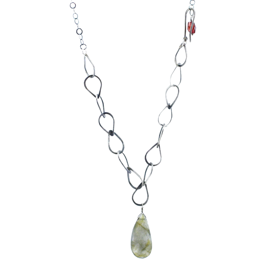 Teardrop Chain + Stone Drop Necklace - Labradorite
