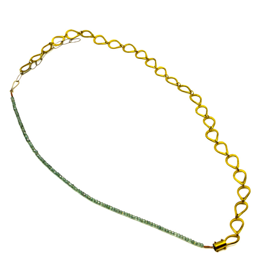 Teardrop Micro Stone Chain Necklace - Topaz