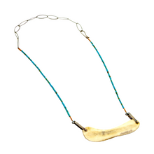 Load image into Gallery viewer, Sliced Antler + Micro Stone Chain Necklace - Turquoise
