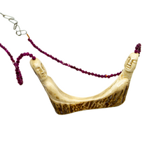Load image into Gallery viewer, Carved Antler Twin Pendant Micro Stone Necklace - Ruby
