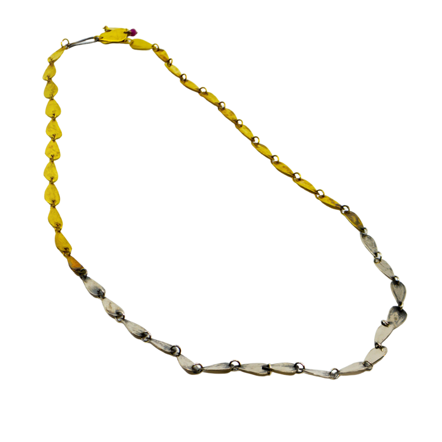 Mixed Metal Chain Necklace - Brass + Sterling Silver