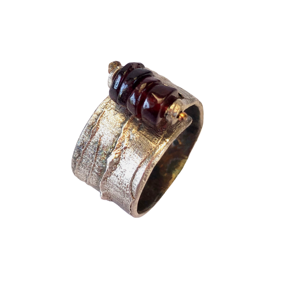 Adjustable Stone Stacker Ring - Garnet